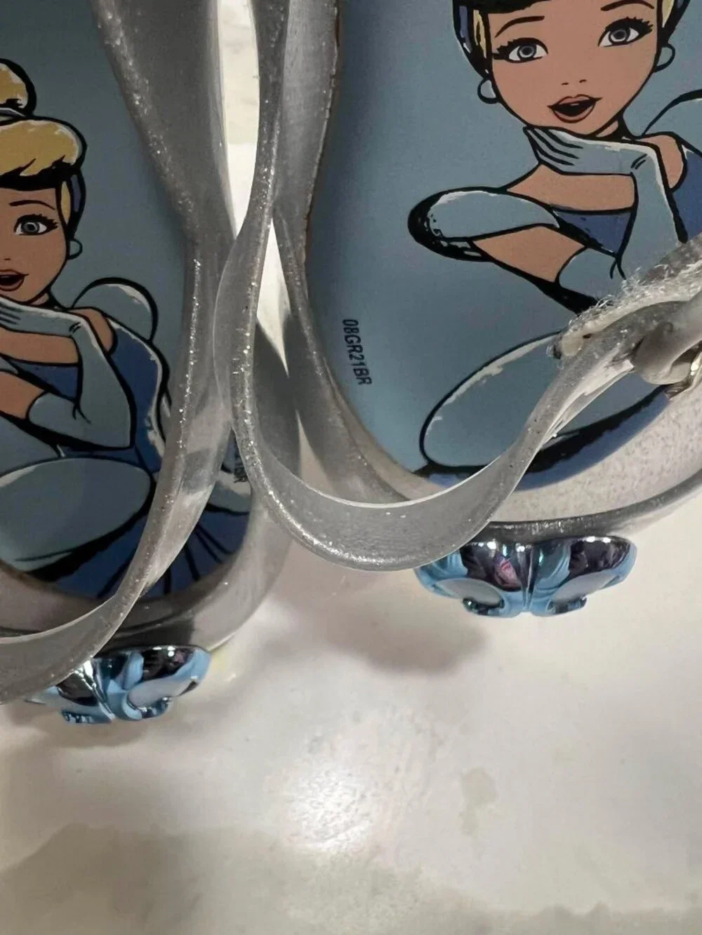 Mini Melissa Disney Princess Cinderella Silver Glitter Jelly Shoes Size 10